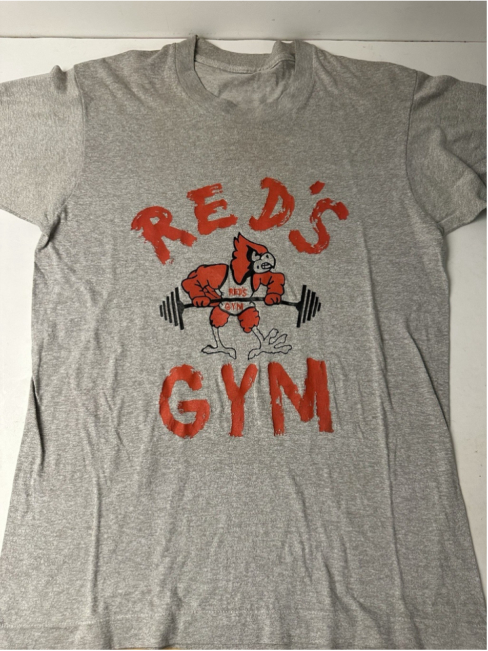 Vintage Reds Gym T Shirt Grey Cardinal Weightlifting Powerlifting Graphic Tee